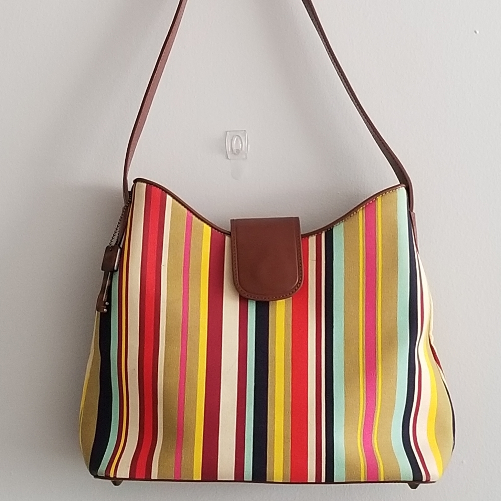 Fossil Colorful Canvas Striped Shoulder Handbag - image 1